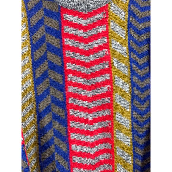 Vintage Geometric Pattern Sweater Adult Dolman Sleeve Red Blue Gold Knit Size XL - Picture 2 of 5